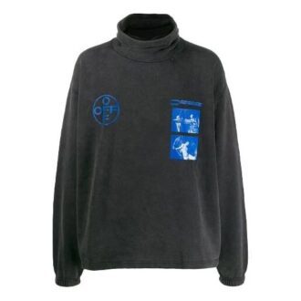 Off-White Men’ s FW21 Pattern High Collar Long Sleeves Loose Fit Black Gray