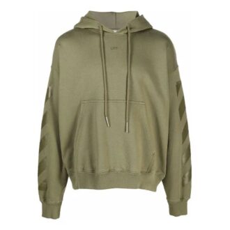 Off-White Men’ s FW21 Pattern Printing Hooded Long Sleeves Loose Fit Green
