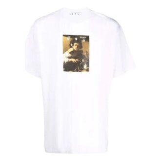 Off-White Men’ s FW21 Pattern Printing Round Neck Short Sleeve White T-Shirt