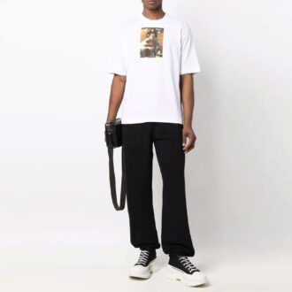 Off-White Men’ s FW21 Pattern Printing Round Neck Short Sleeve White T-Shirt