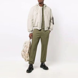 Off-White Men’ s FW21 Solid Color Bundle Feet Sports Pants/Trousers/Joggers Loose Fit Green