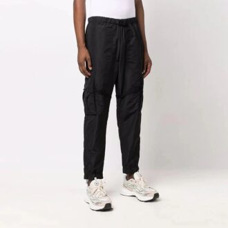 Off-White Men’ s FW21 Solid Color Cargo Functional Casual Pants/Trousers Black