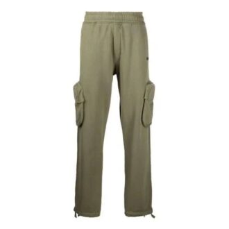 Off-White Men’ s FW21 Solid Color Cargo Pocket Sports Pants/Trousers/Joggers Loose Fit Brown