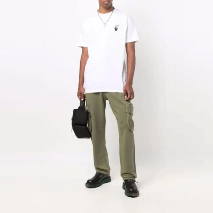 Off-White Men’ s FW21 Solid Color Cargo Pocket Sports Pants/Trousers/Joggers Loose Fit Brown