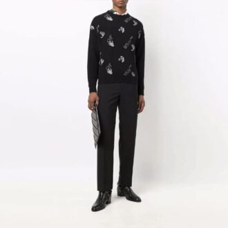 Off-White Men’ s FW21 Solid Color Casual Long Pants/Trousers Black