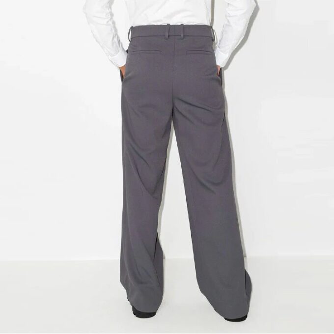 Off-White Men’ s FW21 Solid Color Straight Suit Casual Long Pants/Trousers Loose Fit Gray