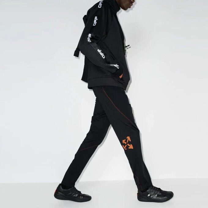 Off-White Men’ s FW21 Straight Lacing Sports Pants/Trousers/Joggers Slim Fit Black