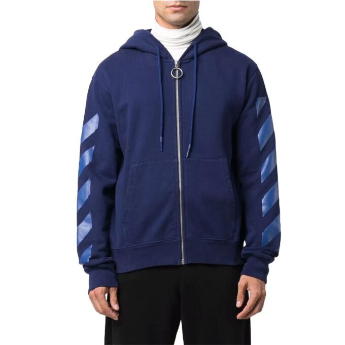 Off-White Men’ s FW21 Stripe Zipper Ordinary Version Blue