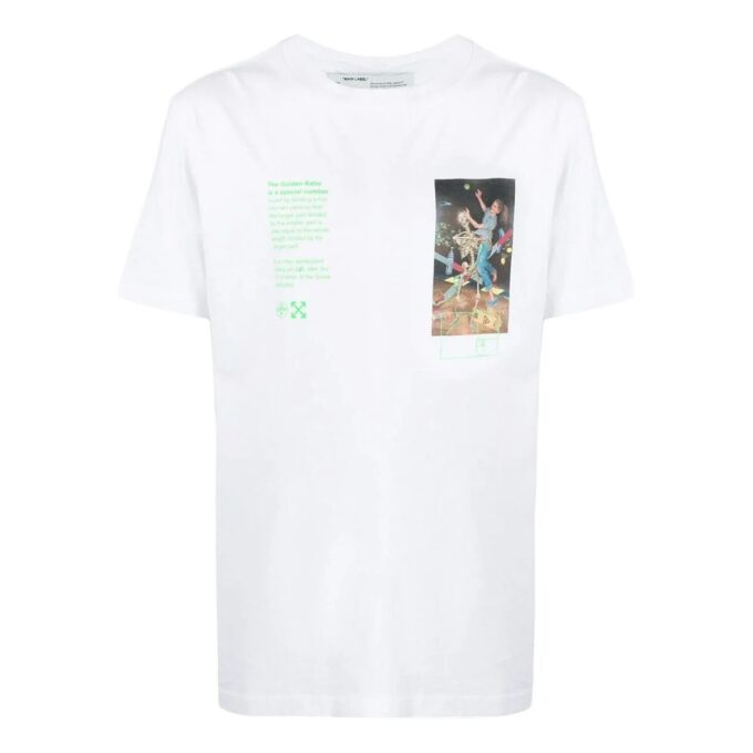 Off-White Men’ s FW22 Alphabet Character Printing Round Neck Short Sleeve White T-Shirt