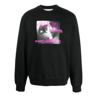 Off-White Men’ s FW22 Alphabet Logo Pattern Printing Round Neck Pullover Long Sleeves Black