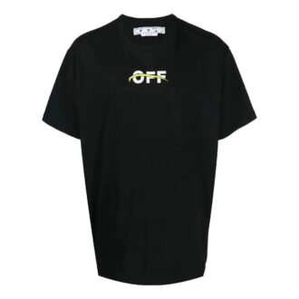 Off-White Men’ s FW22 Alphabet Logo Pattern Printing Round Neck Short Sleeve Loose Fit Black T-Shirt
