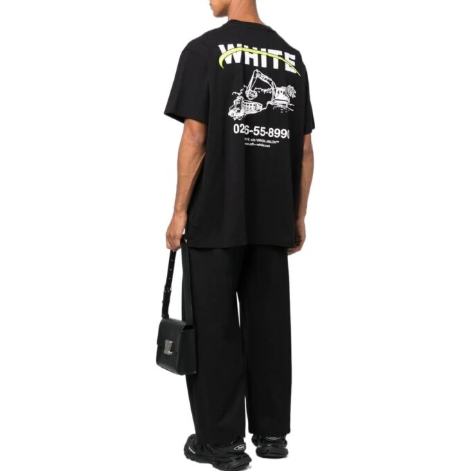 Off-White Men’ s FW22 Alphabet Logo Pattern Printing Round Neck Short Sleeve Loose Fit Black T-Shirt