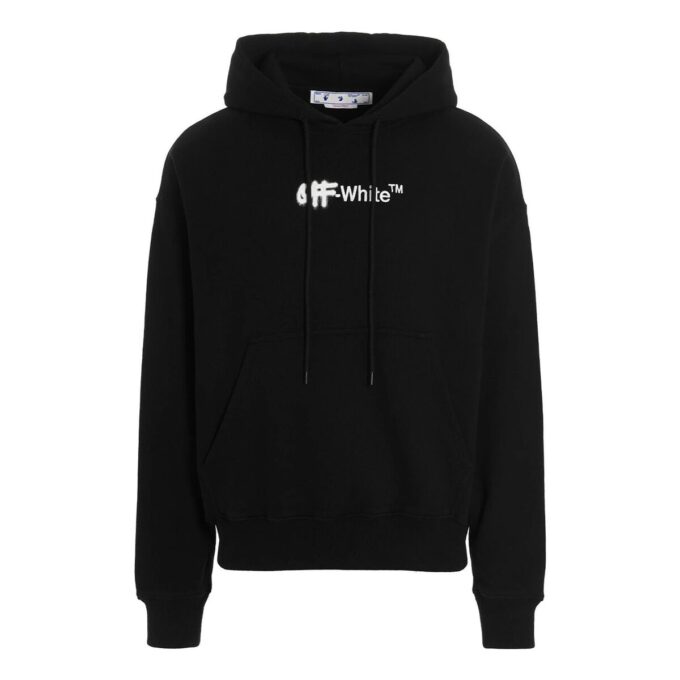 Off-White Men’ s FW22 Alphabet Logo Printing Hooded Long Sleeves Loose Fit Black