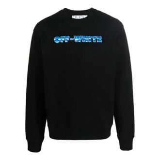Off-White Men’ s FW22 Alphabet Logo Printing Round Neck Long Sleeves Version Black