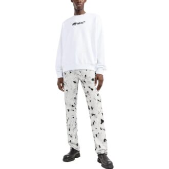 Off-White Men’ s FW22 Alphabet Printing Pullover Round Neck Long Sleeves Version White