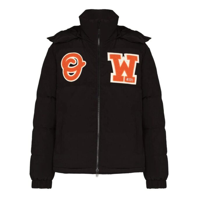 Off-White Men’ s FW22 Alphabet Zipper Hooded With Down Feather Jacket Black