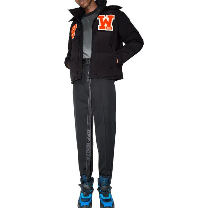 Off-White Men’ s FW22 Alphabet Zipper Hooded With Down Feather Jacket Black