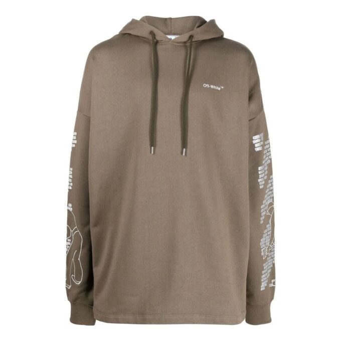 Off-White Men’ s FW22 Arrow Logo Printing Drawstring Loose Fit Khaki