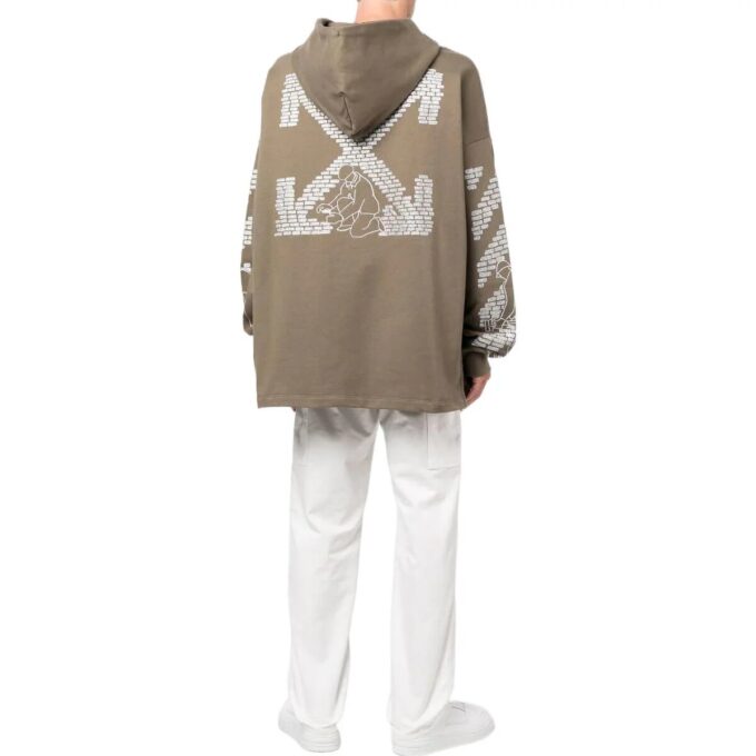 Off-White Men’ s FW22 Arrow Logo Printing Drawstring Loose Fit Khaki