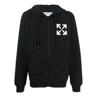 Off-White Men’ s FW22 Arrow Logo Printing Hooded Jacket Version Black