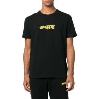 Off-White Men’ s FW22 Arrow Logo Printing Round Neck Short Sleeve Fitted Fit Black T-Shirt