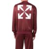 Off-White Men’ s FW22 Arrow Pattern Printing Zipper Casual Jacket Loose Fit Red