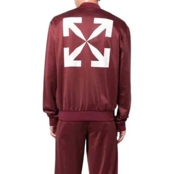 Off-White Men’ s FW22 Arrow Pattern Printing Zipper Casual Jacket Loose Fit Red