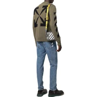 Off-White Men’ s FW22 Arrow Printing Cozy Round Neck Wool Sweater Military Green