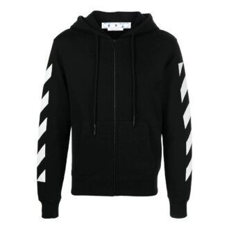 Off-White Men’ s FW22 Back Arrow Pattern Printing Hooded Long Sleeves Ordinary Version Black