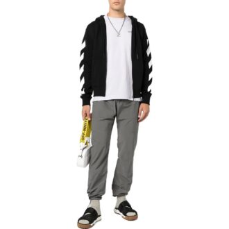 Off-White Men’ s FW22 Back Arrow Pattern Printing Hooded Long Sleeves Ordinary Version Black