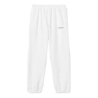 Off-White Men’ s FW22 Back Arrow Printing Elastic Waistband Bundle Feet Sports Pants/Trousers/Joggers White