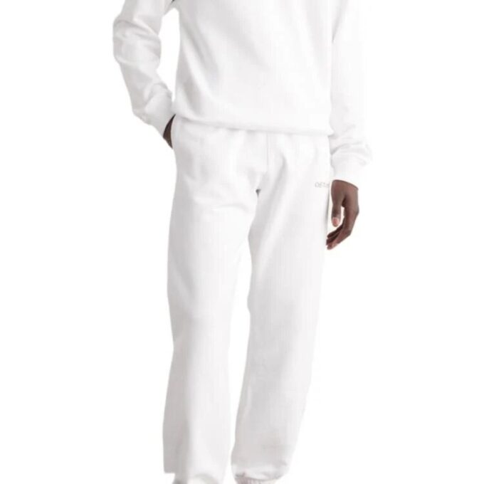 Off-White Men’ s FW22 Back Arrow Printing Elastic Waistband Bundle Feet Sports Pants/Trousers/Joggers White