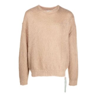 Off-White Men’ s FW22 Back Arrow Printing Round Neck Long Sleeves Pullover Wool Sweater Version Brown