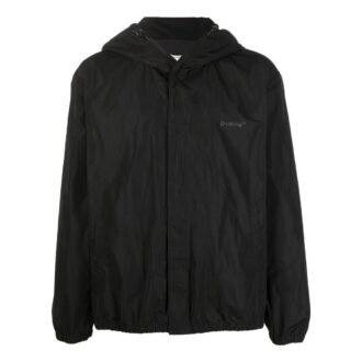 Off-White Men’ s FW22 Back Classic Logo Printing Hooded Jacket Ordinary Version Black