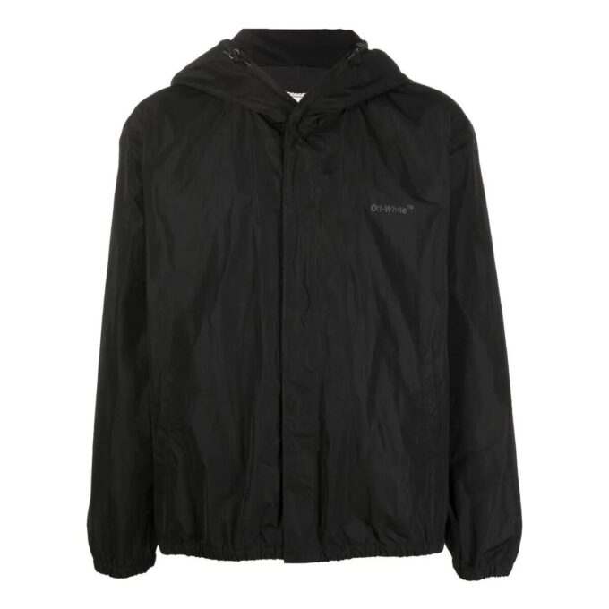 Off-White Men’ s FW22 Back Classic Logo Printing Hooded Jacket Ordinary Version Black