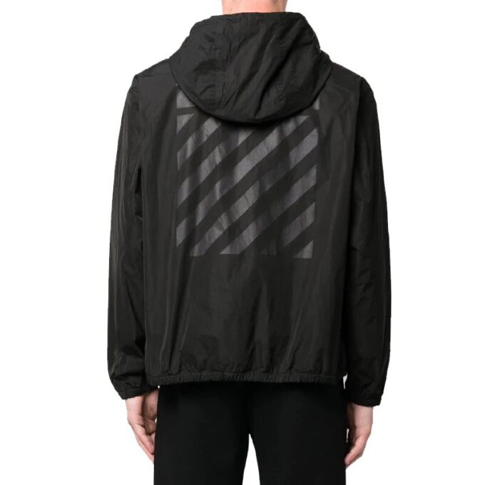 Off-White Men’ s FW22 Back Classic Logo Printing Hooded Jacket Ordinary Version Black