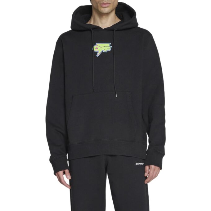 Off-White Men’ s FW22 Back Logo Printing Hooded Long Sleeves Ordinary Version Black