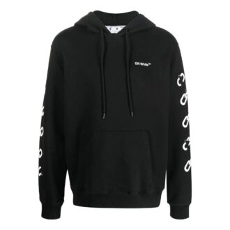 Off-White Men’ s FW22 Back Pattern Printing Hooded Long Sleeves Ordinary Version Black
