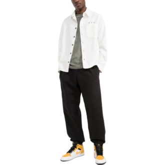 Off-White Men’ s FW22 Back Pattern Printing Single Breasted Denim Loose Fit White Shirt