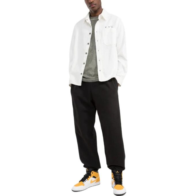 Off-White Men’ s FW22 Back Pattern Printing Single Breasted Denim Loose Fit White Shirt