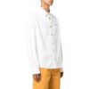 Off-White Men’ s FW22 Back Pattern Printing Single Breasted Denim Loose Fit White Shirt
