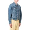 Off-White Men’ s FW22 Back Print Lapel Long Sleeves Denim Version Blue Jacket