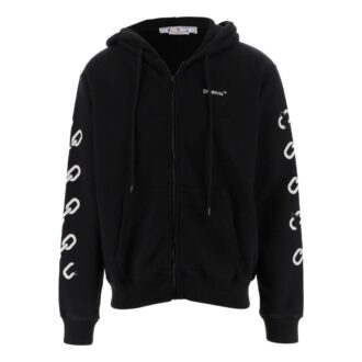 Off-White Men’ s FW22 Chain Logo Printing Zipper Loose Fit Autumn Black
