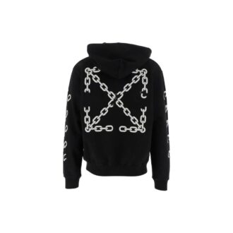 Off-White Men’ s FW22 Chain Logo Printing Zipper Loose Fit Autumn Black