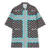 Off-White Men’ s FW22 Classic Logo Full Print Lapel Short Sleeve Loose Fit Black Shirt