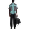 Off-White Men’ s FW22 Classic Logo Full Print Lapel Short Sleeve Loose Fit Black Shirt