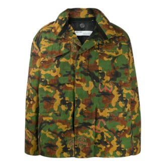 Off-White Men’ s FW22 Classic Military Camouflage Pattern Jacket Green