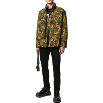 Off-White Men’ s FW22 Classic Military Camouflage Pattern Jacket Green