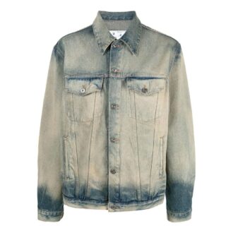 Off-White Men’ s FW22 Distress Denim Version Gray Jacket