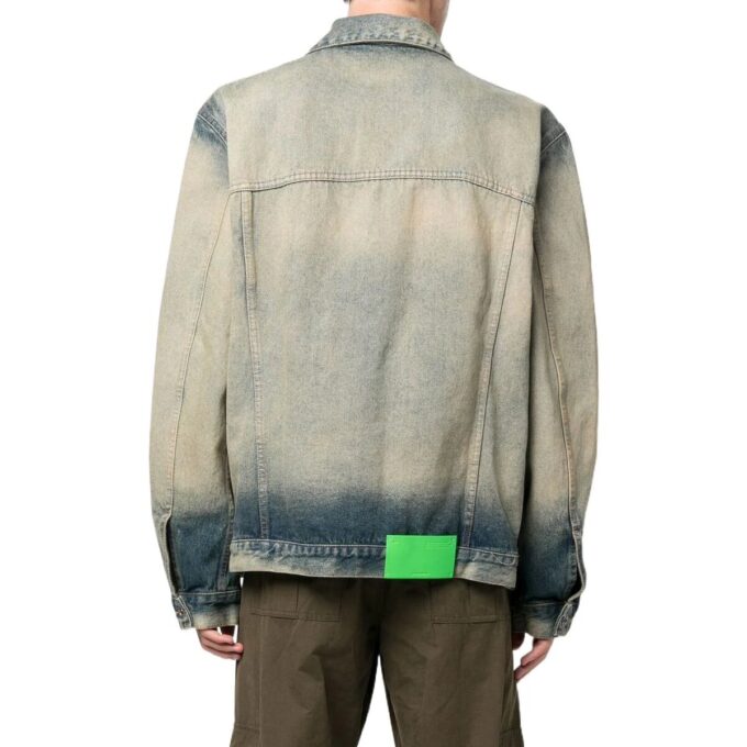 Off-White Men’ s FW22 Distress Denim Version Gray Jacket
